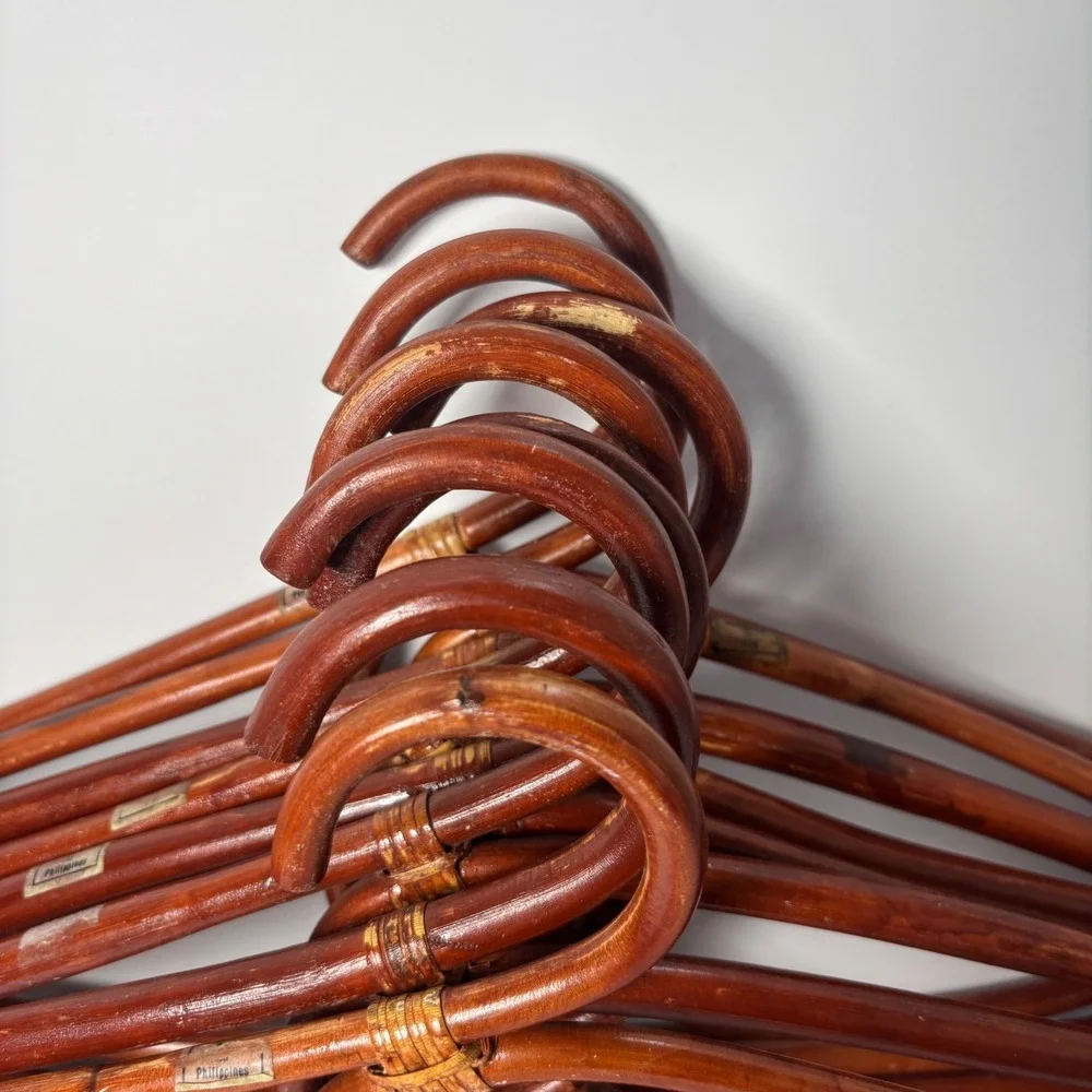 Vintage Rattan Hangers Set of 8 Brown Mahogany Boho MCM Philippines